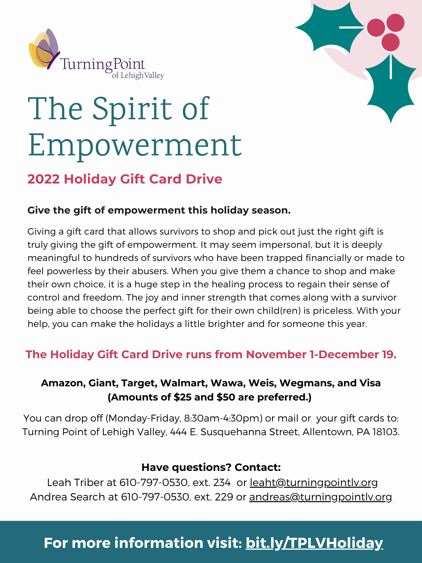 Turning Point of LV Spirit of Empowerment 2022 Holiday Gift Card Drive